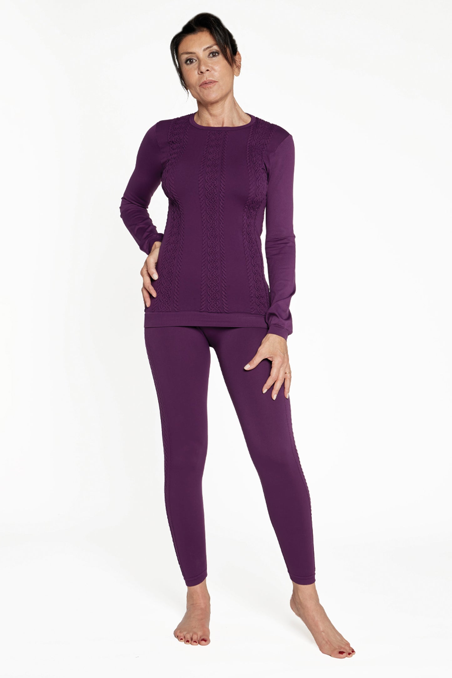 Leggings termico ecosostenibile - VITAL - Purple Plum