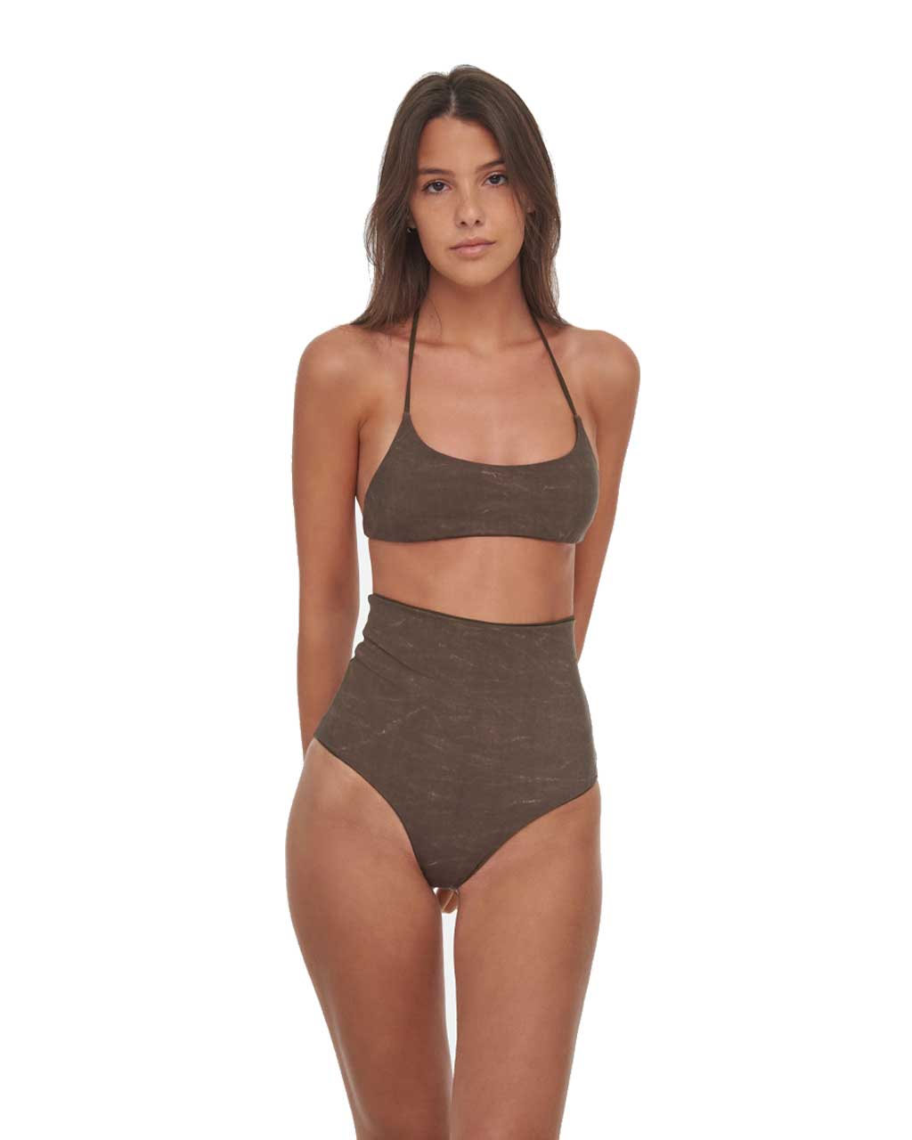 High-waisted bikini - DAFNE - Coffè