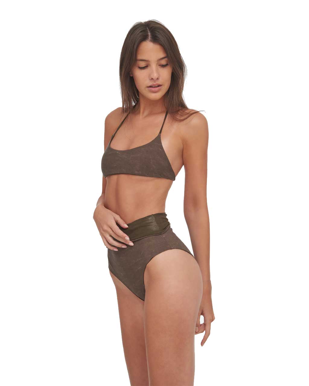 High-waisted bikini - DAFNE - Coffè